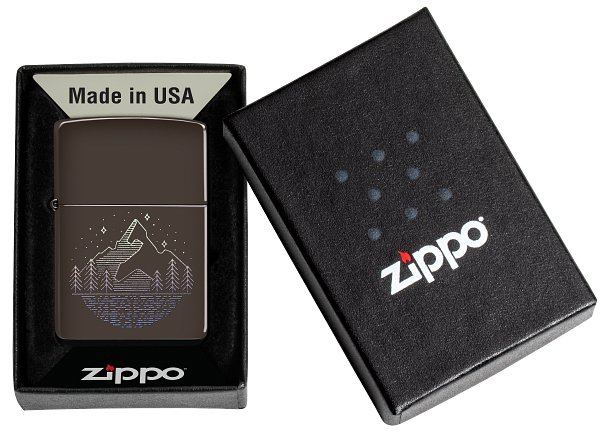 Зажигалка ZIPPO Mountain Design с покрытием Brown, латунь/сталь, коричневая, матовая, 38x13x57 мм_5