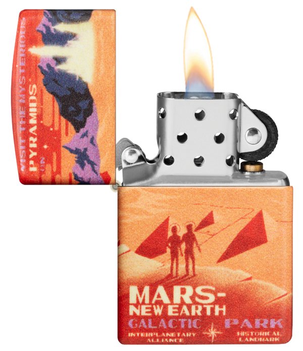 Зажигалка ZIPPO Mars Design с покрытием 540 Matte, латунь/сталь, красная, матовая, 38x13x57 мм_2