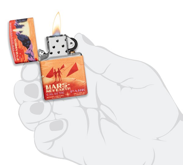 Зажигалка ZIPPO Mars Design с покрытием 540 Matte, латунь/сталь, красная, матовая, 38x13x57 мм_4