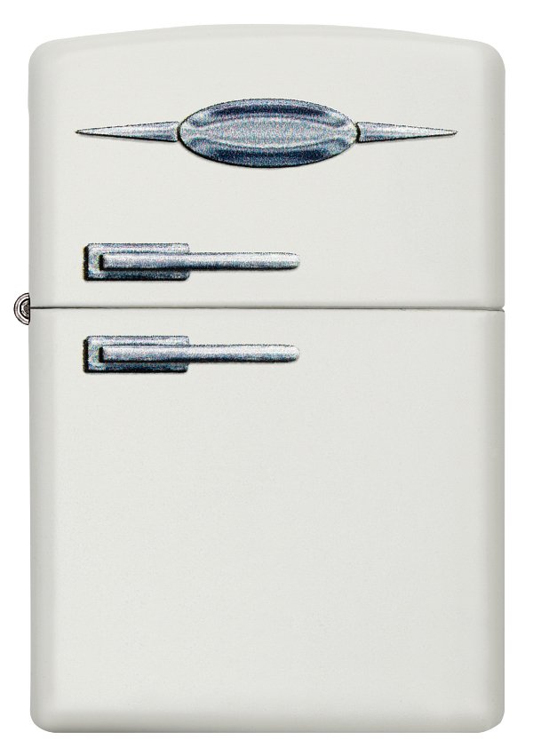 Зажигалка ZIPPO Retro Fridge Design с покрытием White Matte, латунь/сталь, серебристая, 38x13x57 мм_1