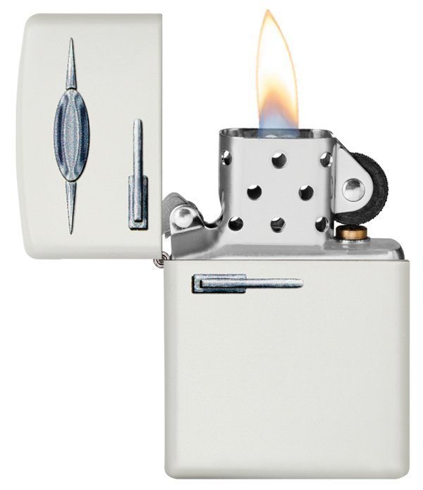 Зажигалка ZIPPO Retro Fridge Design с покрытием White Matte, латунь/сталь, серебристая, 38x13x57 мм_2
