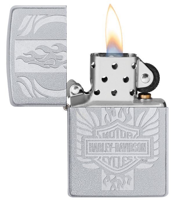 Зажигалка ZIPPO Harley-Davidson® c покрытием Satin Chrome™, латунь/сталь, серебристая, 38x13x57 мм_2