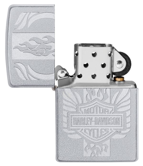 Зажигалка ZIPPO Harley-Davidson® c покрытием Satin Chrome™, латунь/сталь, серебристая, 38x13x57 мм_3