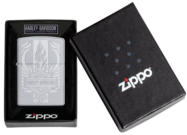 Зажигалка ZIPPO Harley-Davidson® c покрытием Satin Chrome™, латунь/сталь, серебристая, 38x13x57 мм_5