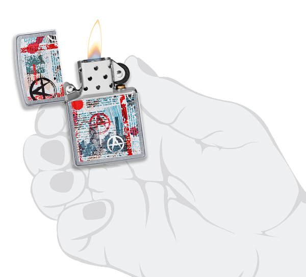 Зажигалка ZIPPO Anarchy Design с покрытием Street Chrome™, латунь/сталь, серебристая, 38x13x57 мм_4