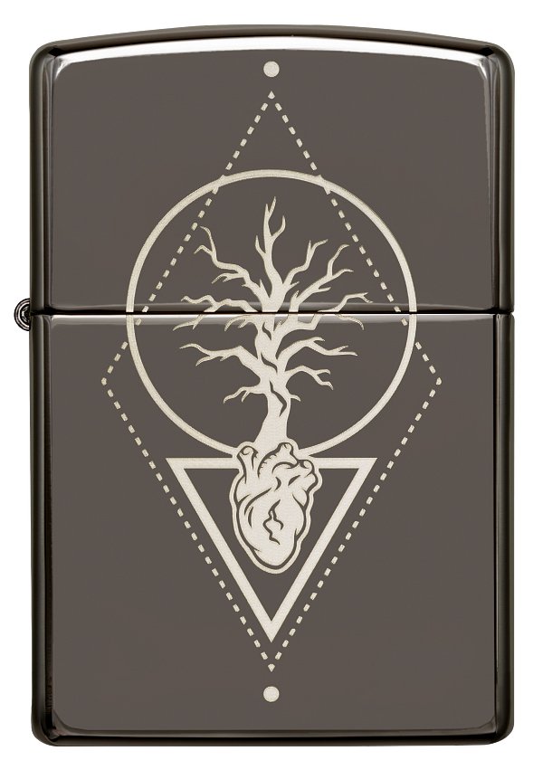Зажигалка ZIPPO Heart of Tree с покрытием Black Ice®, латунь/сталь, чёрная, глянцевая, 38x13x57 мм_1