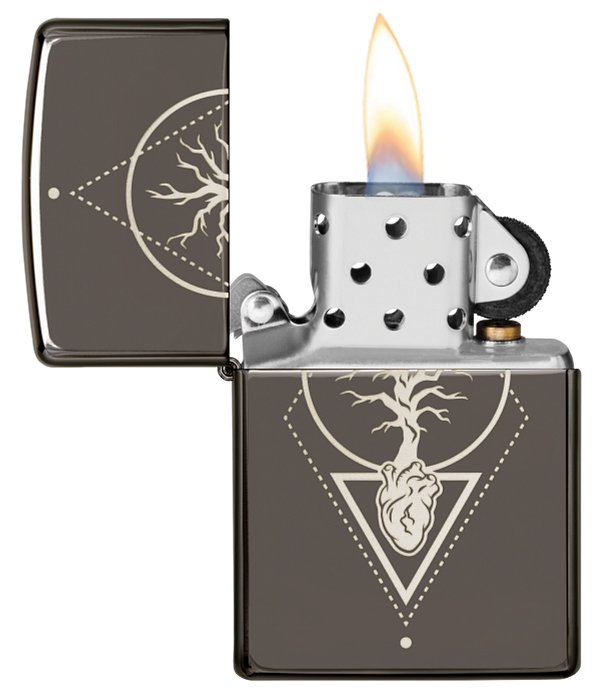 Зажигалка ZIPPO Heart of Tree с покрытием Black Ice®, латунь/сталь, чёрная, глянцевая, 38x13x57 мм_2