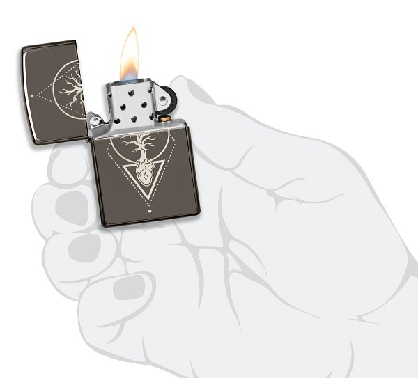 Зажигалка ZIPPO Heart of Tree с покрытием Black Ice®, латунь/сталь, чёрная, глянцевая, 38x13x57 мм_4
