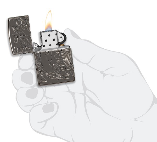 Зажигалка ZIPPO Armor® Wicca Design с покрытием Black Ice®, латунь/сталь, чёрная, 38x13x57 мм_4