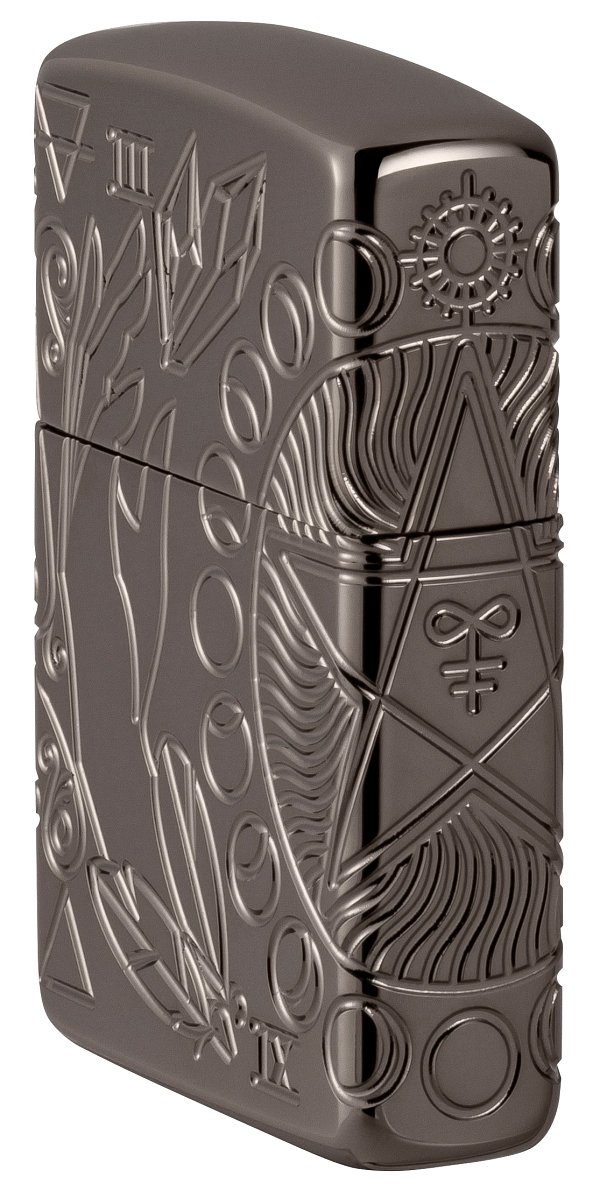 Зажигалка ZIPPO Armor® Wicca Design с покрытием Black Ice®, латунь/сталь, чёрная, 38x13x57 мм_6