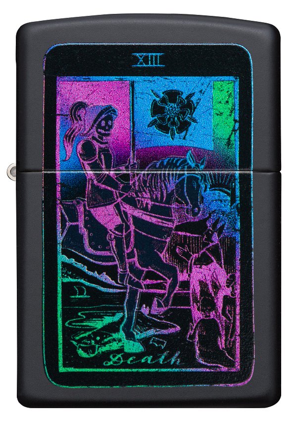 Зажигалка ZIPPO Tarot Card с покрытием Black Matte, латунь/сталь, чёрная, матовая, 38x13x57 мм_1