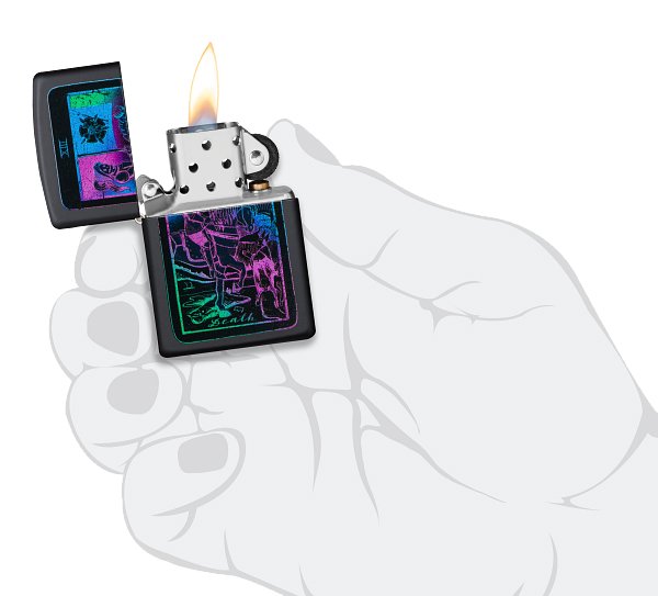 Зажигалка ZIPPO Tarot Card с покрытием Black Matte, латунь/сталь, чёрная, матовая, 38x13x57 мм_3