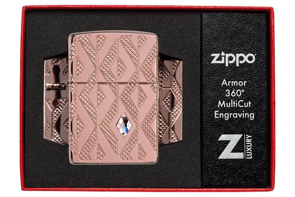 Зажигалка ZIPPO Armor® Geometric с покрытием Rose Gold, латунь/сталь, розовое золото, 38x13x57 мм_9