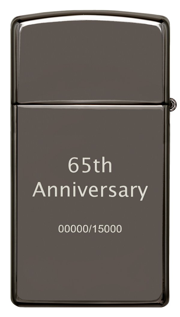 Зажигалка 65th Anniversary Zippo Slim® с покрытием Black Ice®, латунь/сталь, чёрная, 29x10x60 мм_5