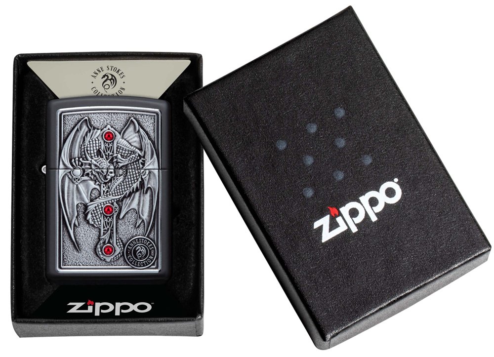 Зажигалка ZIPPO Winged Dragon Cross с покрытием Black Matte, латунь/сталь, чёрная, 38x13x57 мм_5