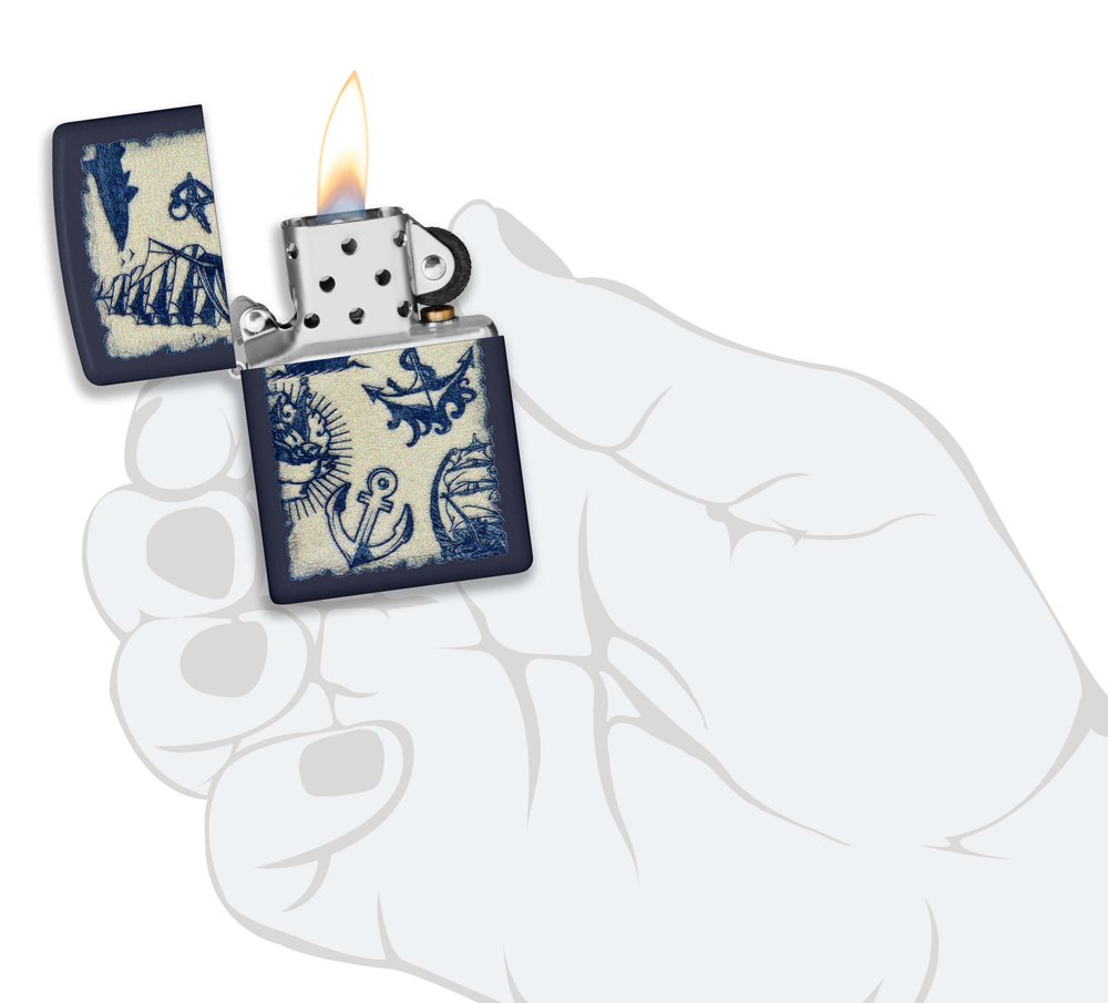 Зажигалка ZIPPO Nautical Design с покрытием Navy Matte, латунь/сталь, синяя, матовая, 38x13x57 мм_4