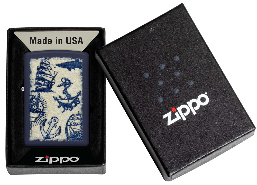Зажигалка ZIPPO Nautical Design с покрытием Navy Matte, латунь/сталь, синяя, матовая, 38x13x57 мм_5