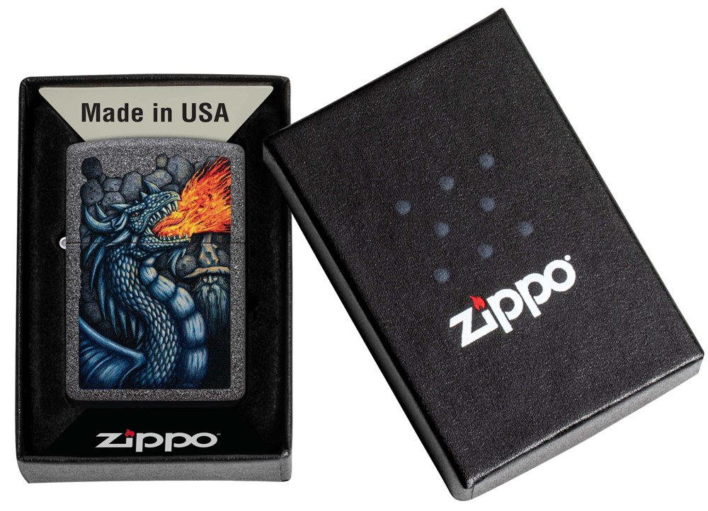 Зажигалка ZIPPO Fiery Dragon с покрытием Iron Stone, латунь/сталь, серая, матовая, 38x13x57 мм_5