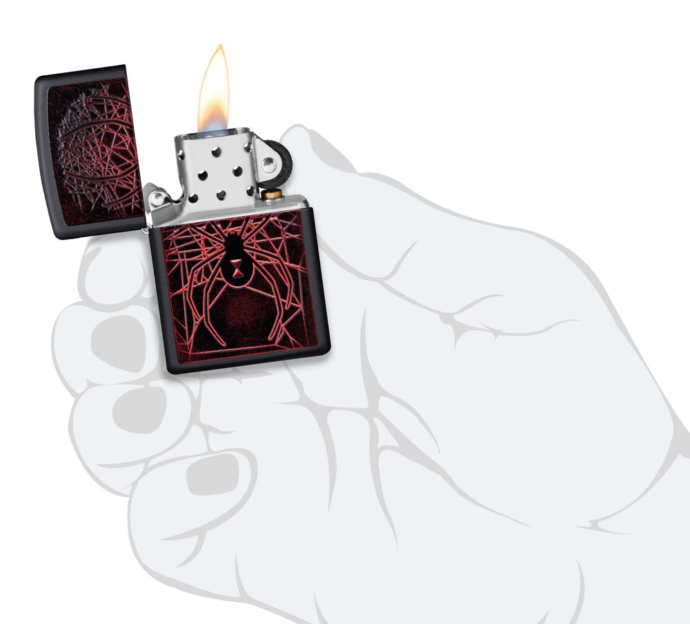 Зажигалка ZIPPO Spider Design с покрытием Black Matte, латунь/сталь, чёрная, матовая, 38x13x57 мм_4