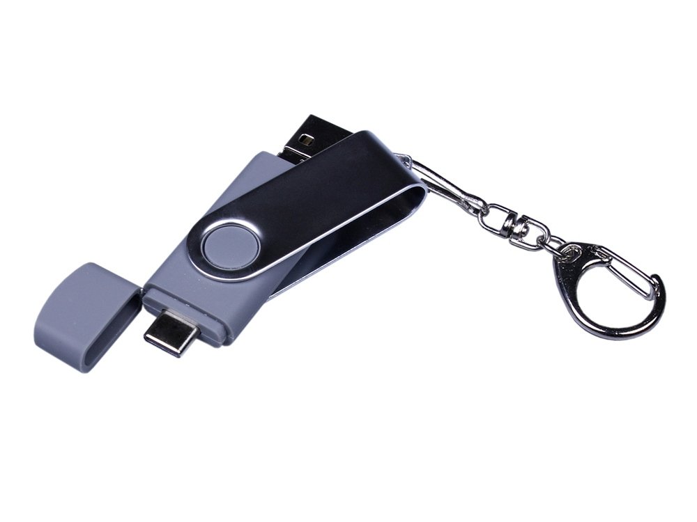 USB 2.0/micro USB/Type-C- флешка на 64 Гб c поворотным механизмом_3