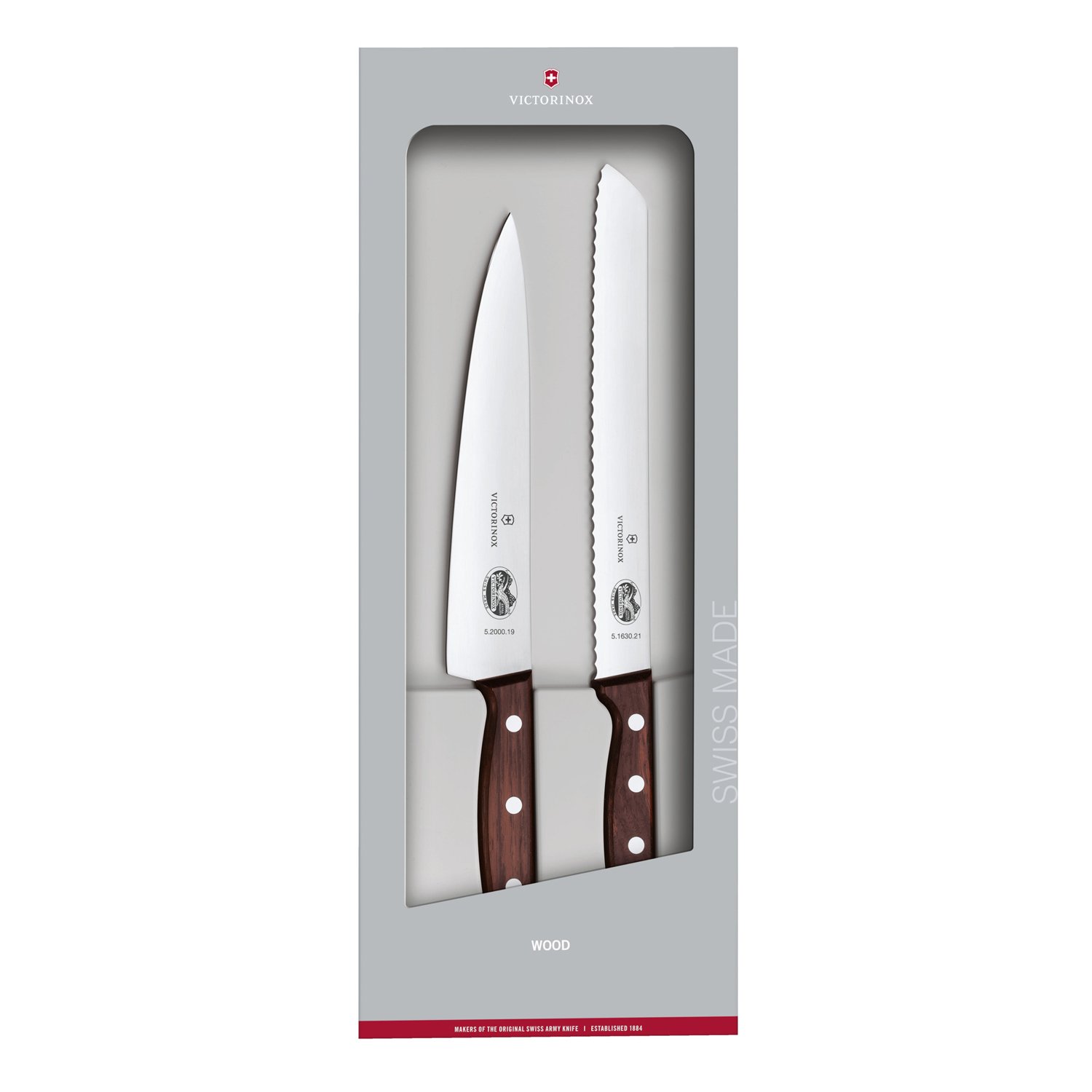 Набор из 2 кухонных ножей VICTORINOX Rosewood: разделочный нож 19 см и нож для хлеба 21 см_3