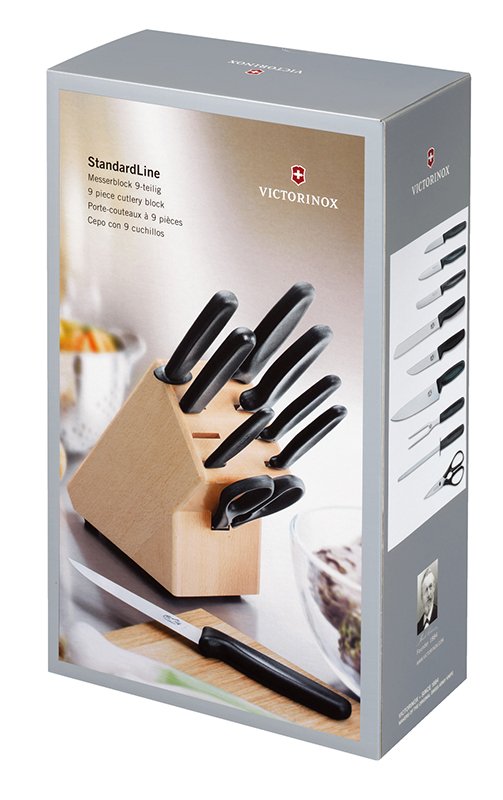 Набор из 9 столовых приборов VICTORINOX: 6 ножей, вилка д/мяса, ножницы, мусат, в буковой подставке_12