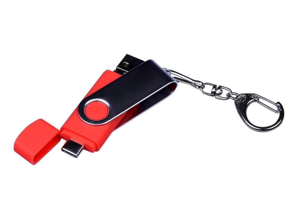USB 2.0/micro USB/Type-C- флешка на 64 Гб c поворотным механизмом_3