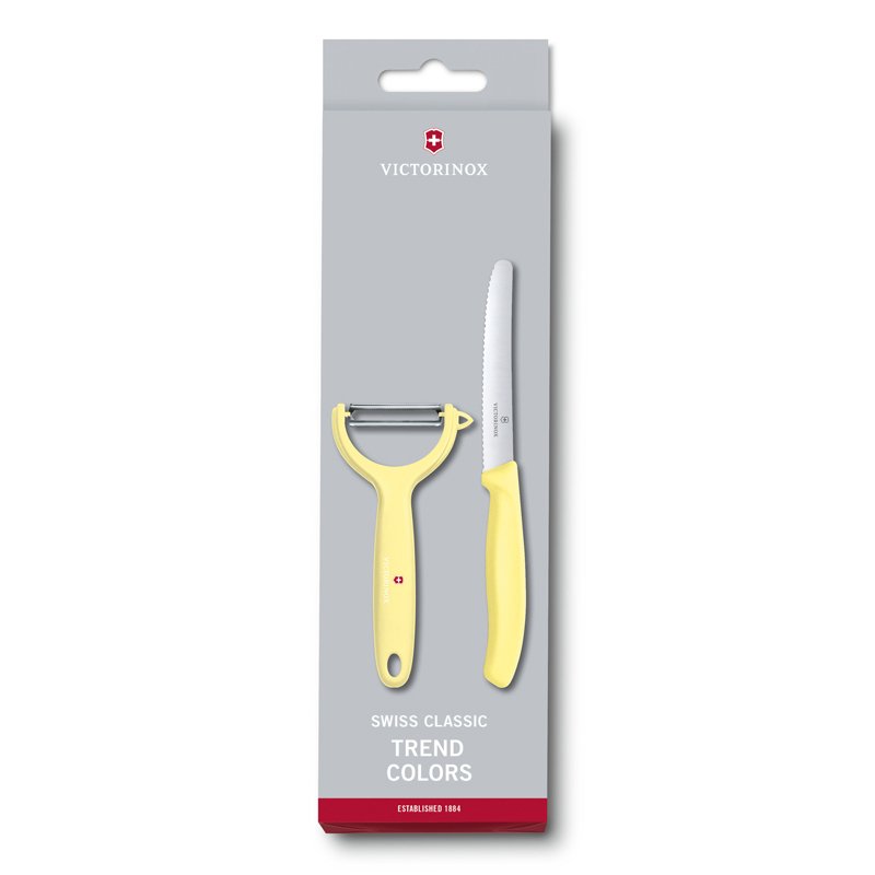Набор из 2 кухонных ножей VICTORINOX Swiss Classic: нож для томатов и столовый нож 11 см, жёлтый_1