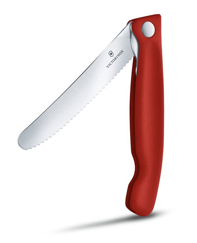 Нож для овощей VICTORINOX SwissClassic, складной, лезвие 11 см с волнистой заточкой, красный_2
