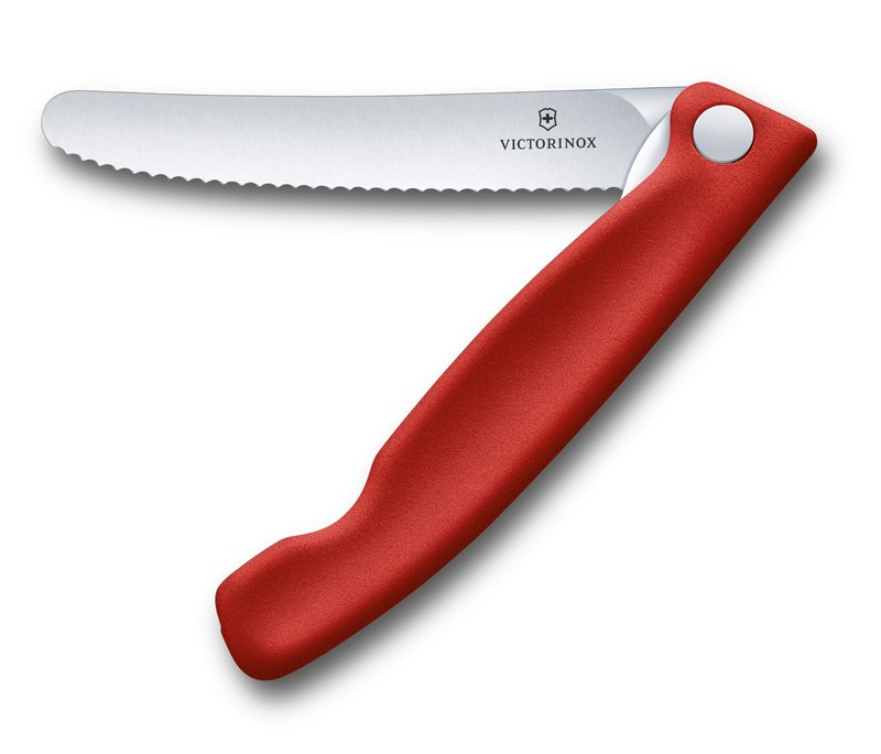 Нож для овощей VICTORINOX SwissClassic, складной, лезвие 11 см с волнистой заточкой, красный_4
