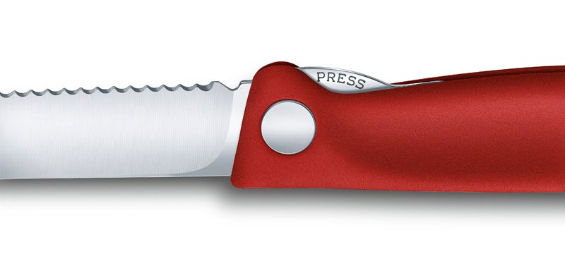 Нож для овощей VICTORINOX SwissClassic, складной, лезвие 11 см с волнистой заточкой, красный_5