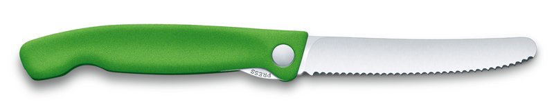 Нож для овощей VICTORINOX SwissClassic, складной, лезвие 11 см с волнистой заточкой, зелёный_1