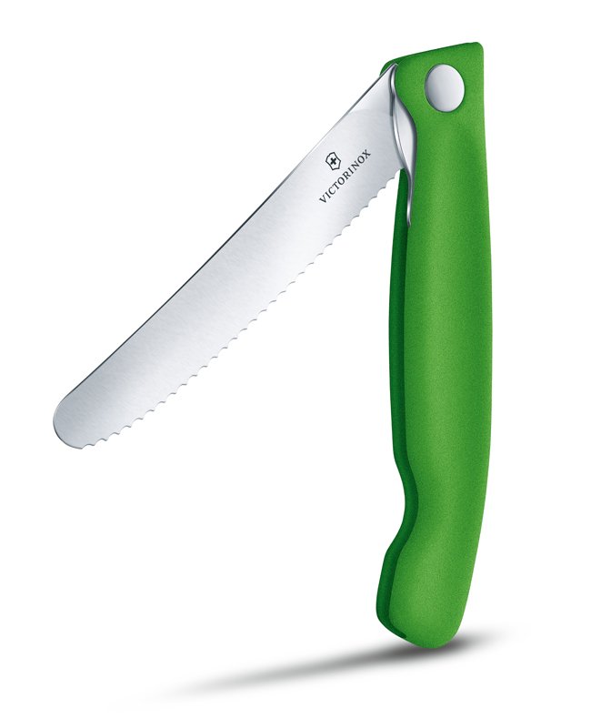 Нож для овощей VICTORINOX SwissClassic, складной, лезвие 11 см с волнистой заточкой, зелёный_2