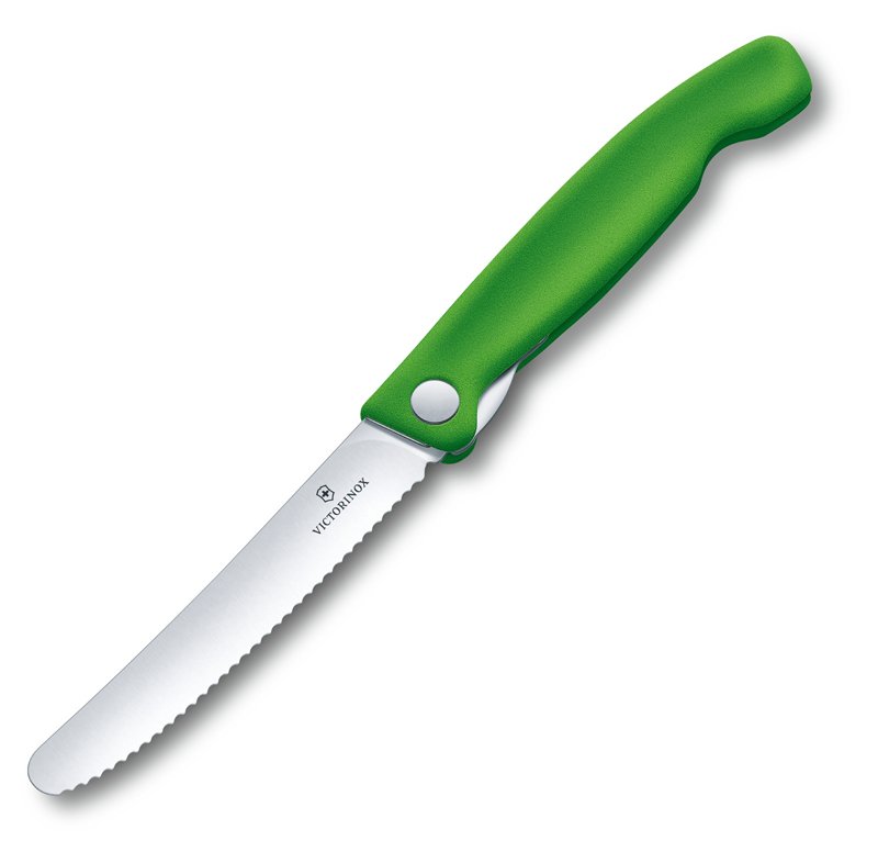 Нож для овощей VICTORINOX SwissClassic, складной, лезвие 11 см с волнистой заточкой, зелёный_3