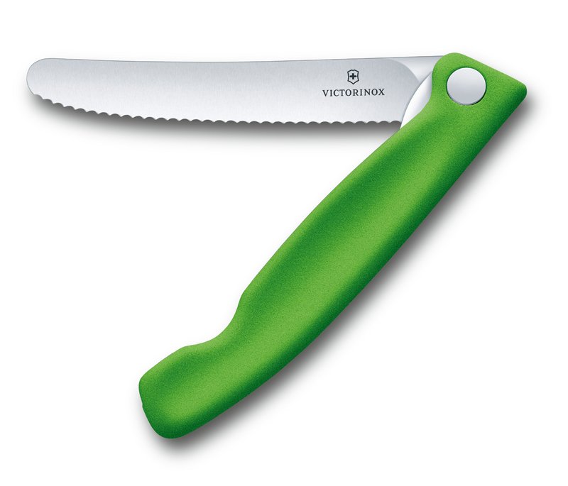 Нож для овощей VICTORINOX SwissClassic, складной, лезвие 11 см с волнистой заточкой, зелёный_4
