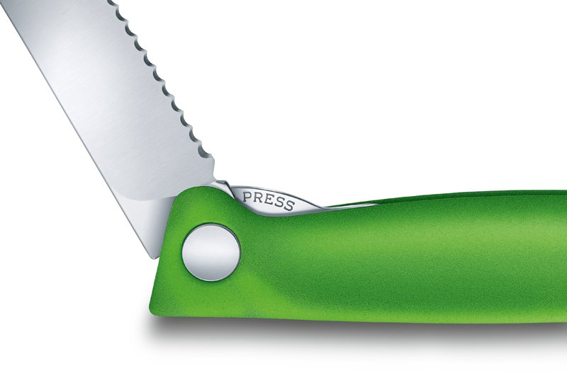 Нож для овощей VICTORINOX SwissClassic, складной, лезвие 11 см с волнистой заточкой, зелёный_6