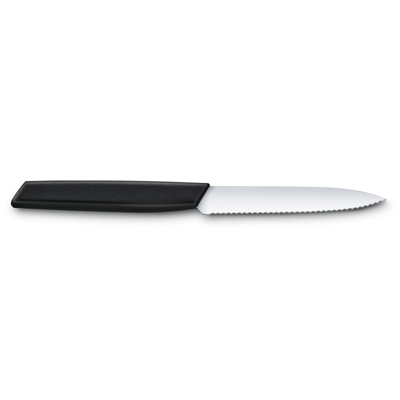 Нож для овощей и фруктов VICTORINOX Swiss Modern, лезвие 10 см с волнистой кромкой, чёрный_1