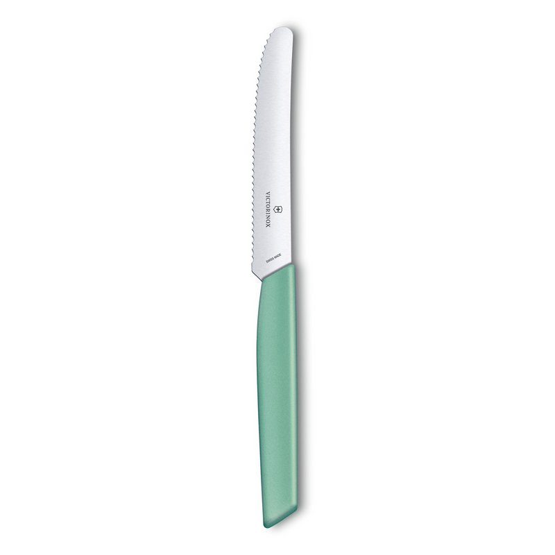 Нож столовый VICTORINOX Swiss Modern, волнистое лезвие 11 см с закруглённым кончиком, мятно-зелёный_1