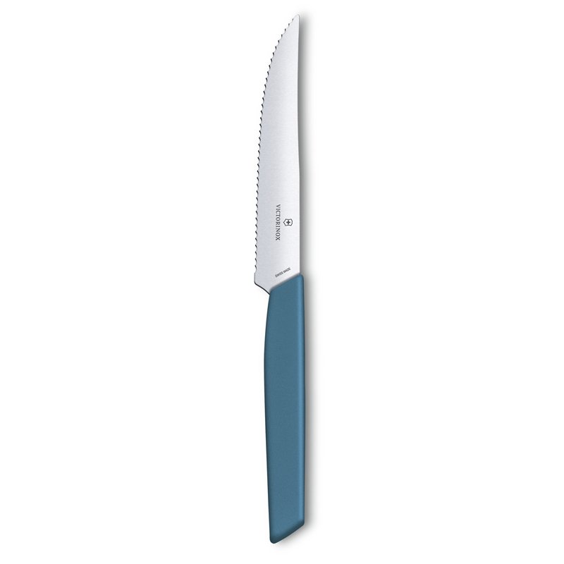 Нож для стейка и пиццы VICTORINOX Swiss Modern, 12 см, с волнистой кромкой, васильково-синий_1