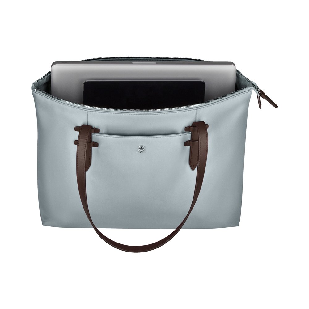 Сумка VICTORINOX Victoria Deluxe Business Tote, серо-синяя, нейлон/кожа, 47x15x31 см, 16 л_4