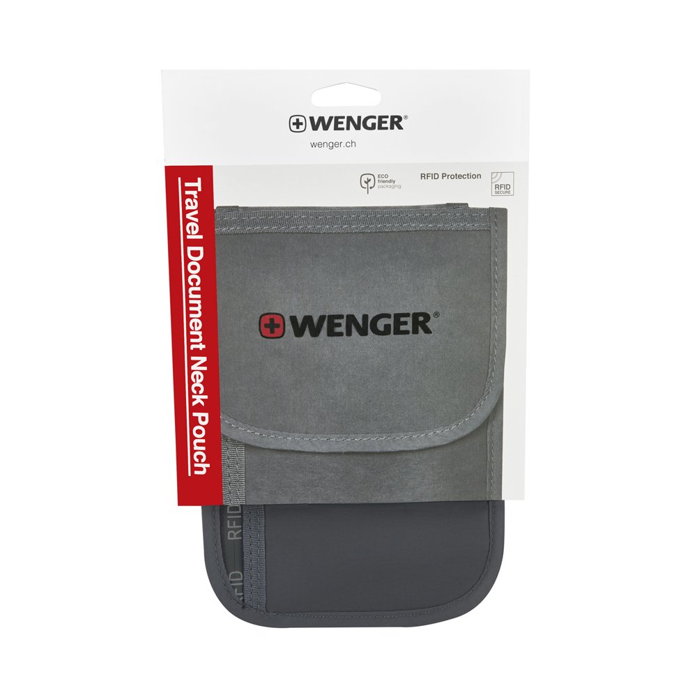 Чехол для документов WENGER на шею с системой защиты данных RFID, серый, полиэстер_2