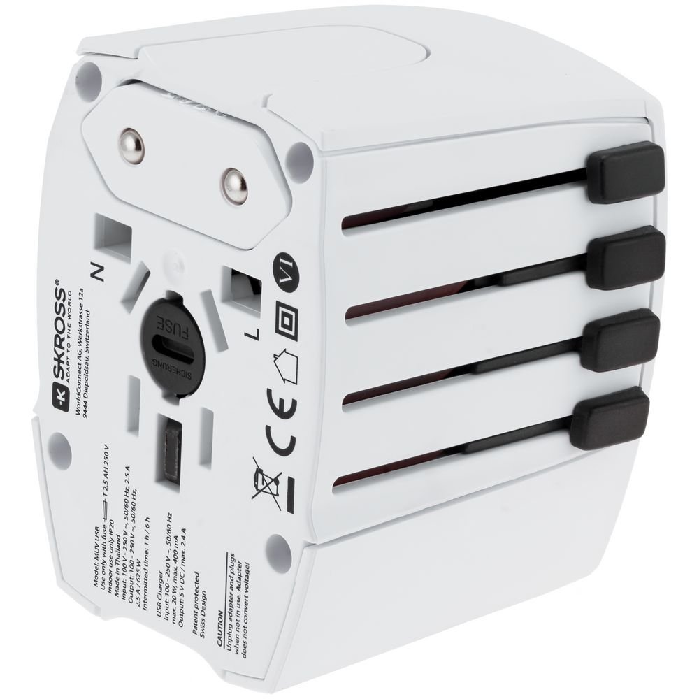 Зарядное устройство S-Kross MUV USB для путешествий, белое_1