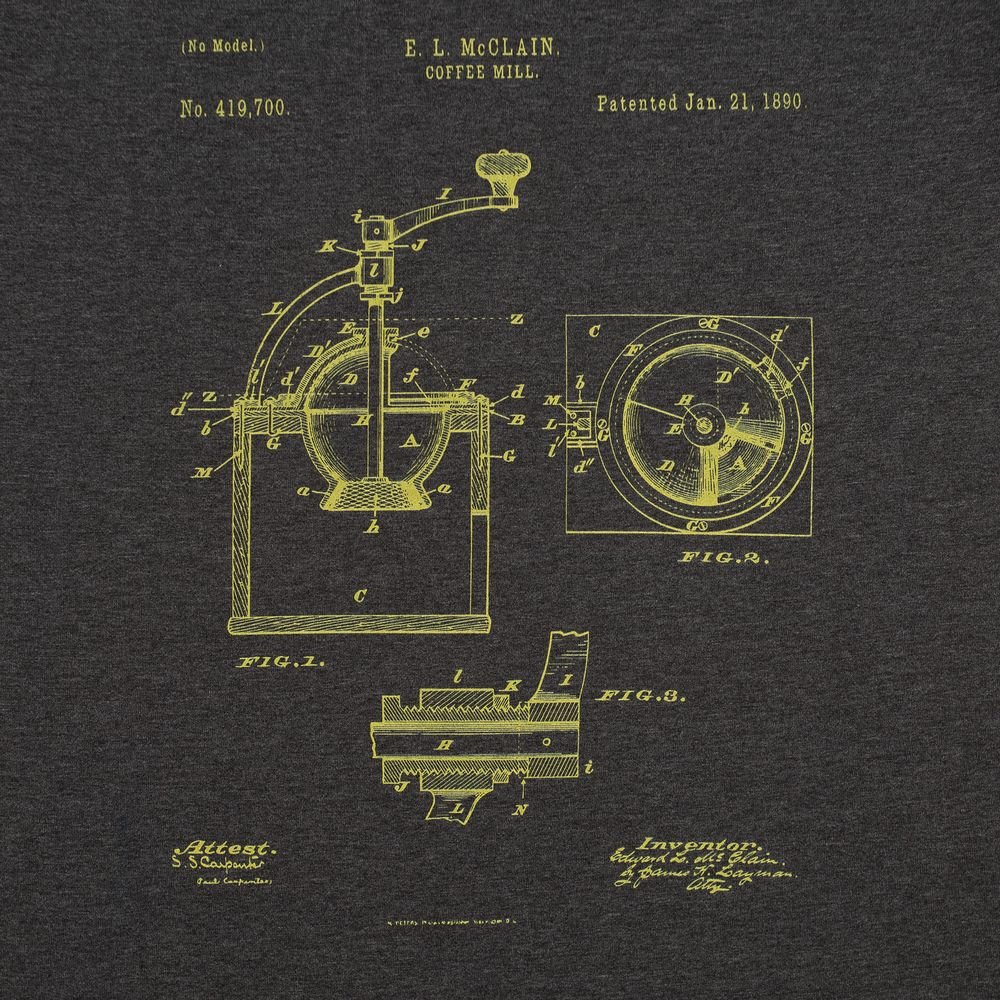 Футболка приталенная Old Patents. Coffee Mill, черный меланж_2