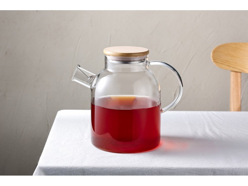 Стеклянный чайник с бамбуковой крышкой Sencha M_8