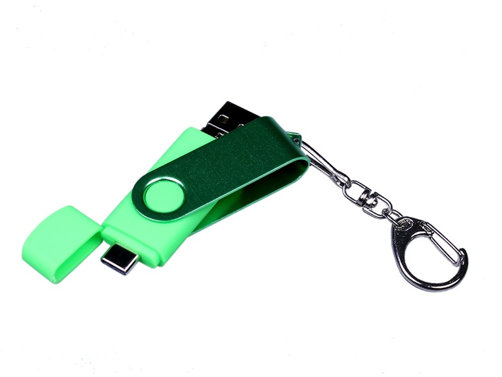 USB 2.0/micro USB/Type-С- флешка на 64 Гб 3-в-1 с поворотным механизмом_3