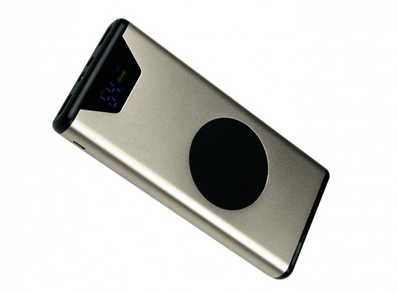 PBM_Wireless02 Беспроводное зарядное устройство PBM_Wireless02_ 10000  ёмкость 10000 mah, c цифровым индикатором, металлический корпус прямоугольной формы формы, серебро_2
