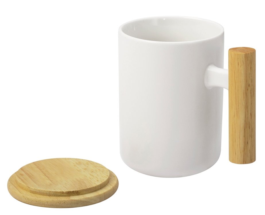 Кружка с ручкой и крышкой из каучукового дерева Jeny_1