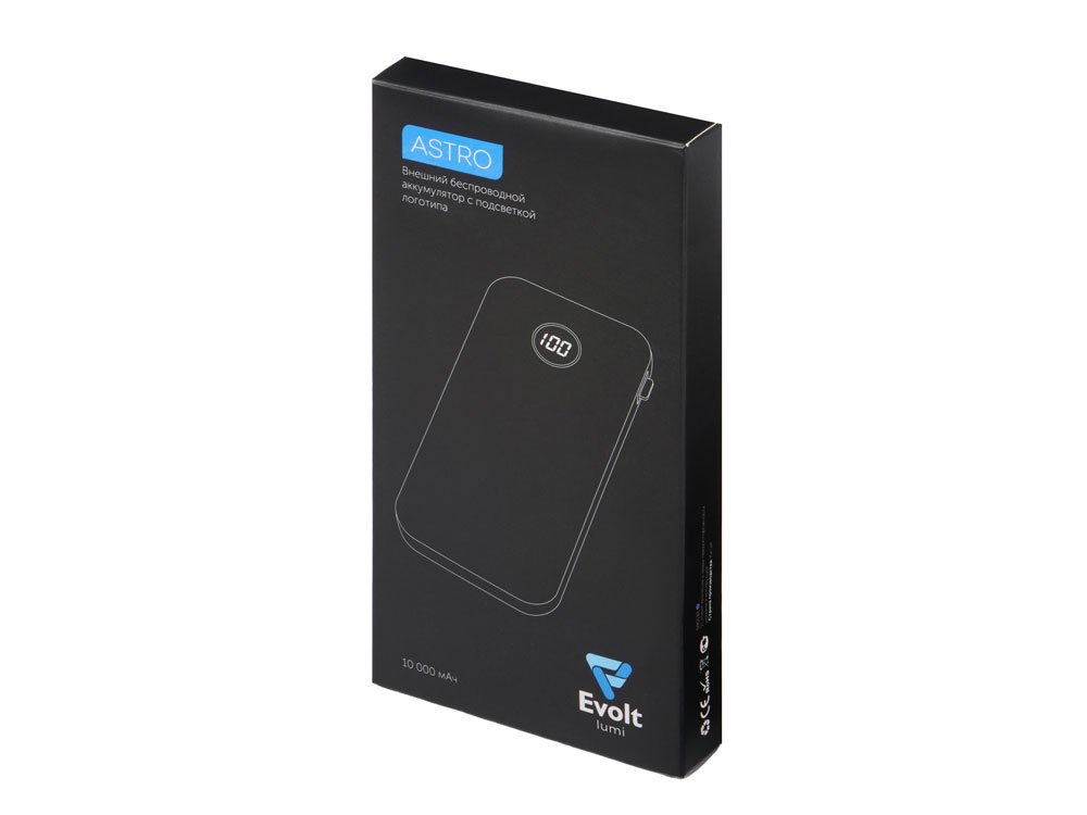 Внешний беспроводной аккумулятор с подсветкой лого Astro, soft-touch, 10000 mAh_10