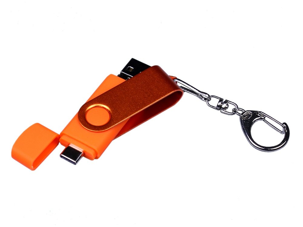 USB 2.0/micro USB/Type-С- флешка на 64 Гб 3-в-1 с поворотным механизмом_3