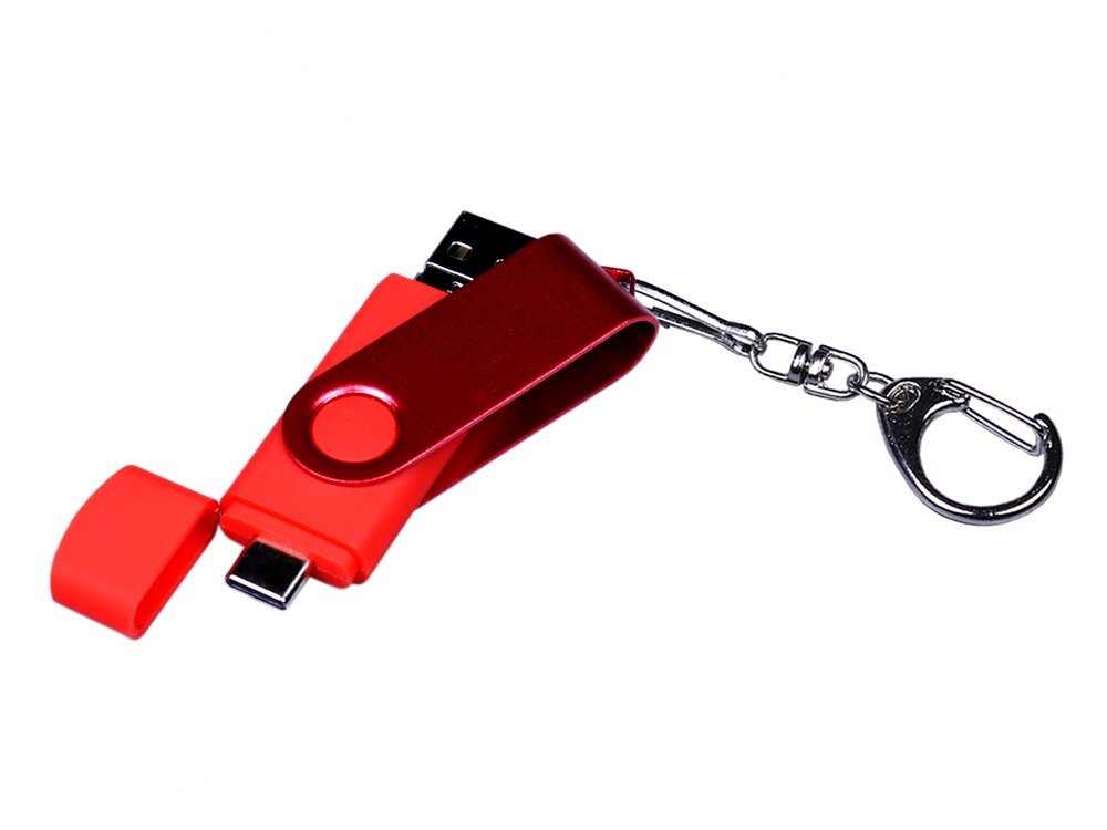 USB 2.0/micro USB/Type-С- флешка на 64 Гб 3-в-1 с поворотным механизмом_1